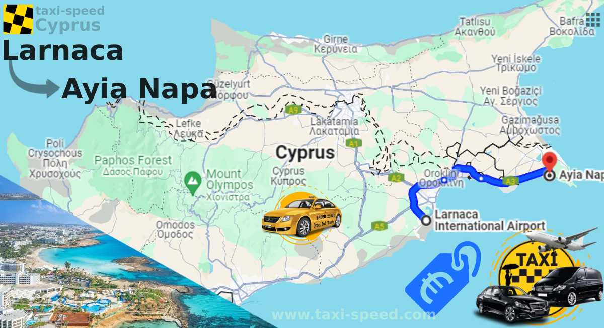 Taxi Airport Larnaca to Ayia Napa Price Cost fares