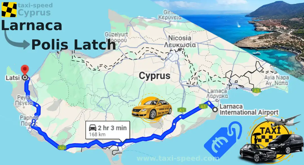 Taxi Airport Larnaca to Polis Latch Price Cost 2