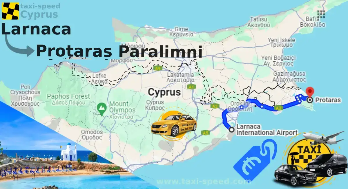 Taxi Airport Larnaca to Protaras paralimni Price Cost